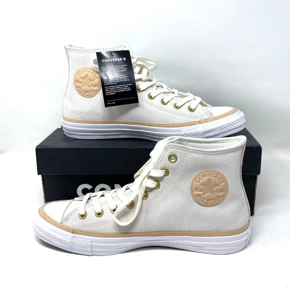 CONVERSE Men's Size 9.5 165921C CT All Star Hi OG Basketball White Suede Sneaker - Picture 3 of 10